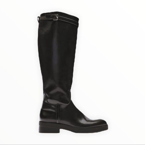ZARA Women | Black | Flat Boots with Buckles - Picture 3 of 5